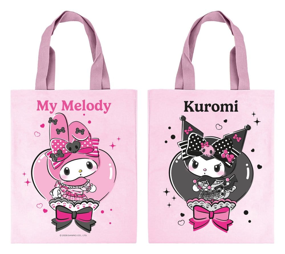 Sanrio Pink Black Party Series Tote Bag My Melody & Kuromi Sakami Merchandise
