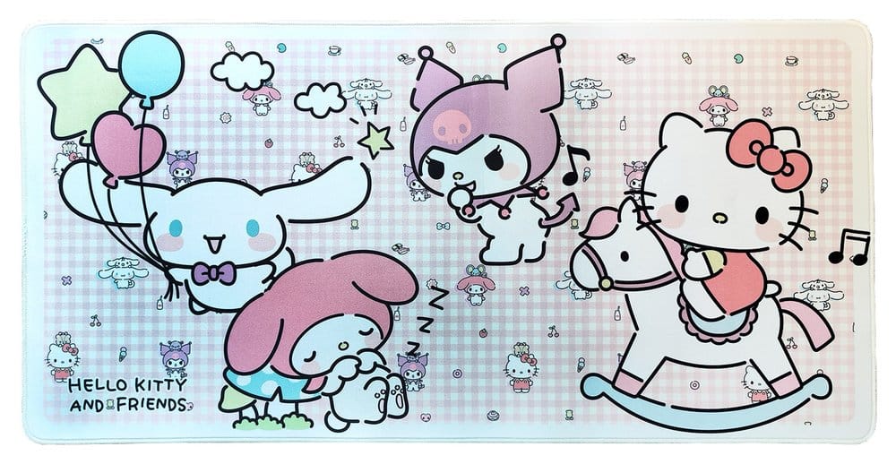 Sanrio Pink Black Party Series XXL Mousepad Hello Kitty & Friends Infant Style Sakami Merchandise