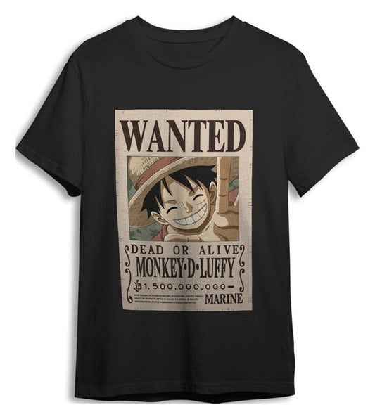 One Piece T-Shirt Monkey D. Luffy Wanted Black Size L