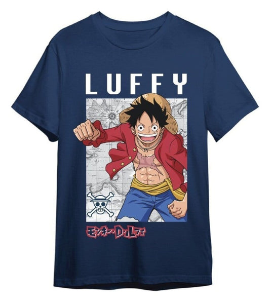 One Piece T-Shirt Monkey D. Luffy Mapa Denim