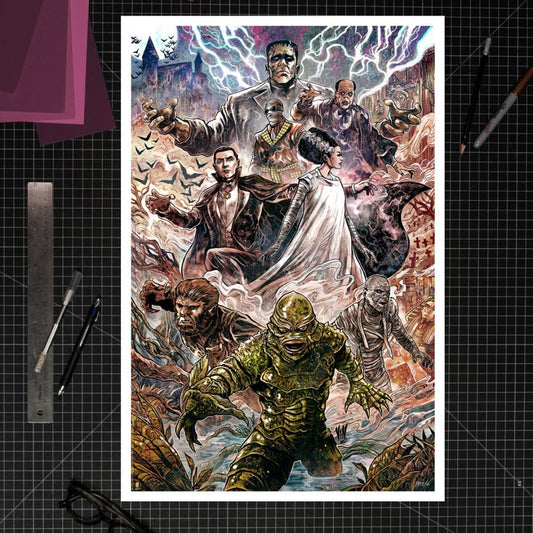 Universal Monsters Art Print Universal Monsters by Vincenzo Riccardi 61 x 41 cm - unframed