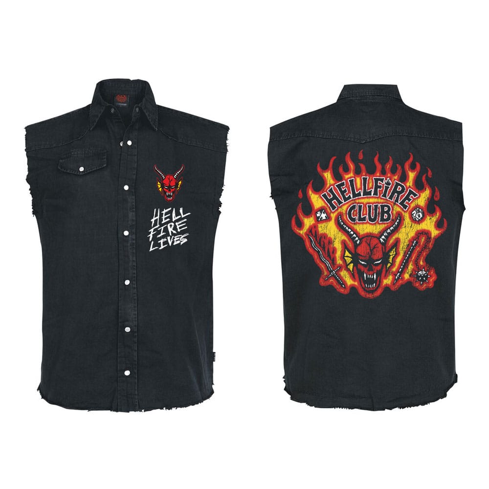 Stranger Things Work Shirt Hellfire Distressed Size XL