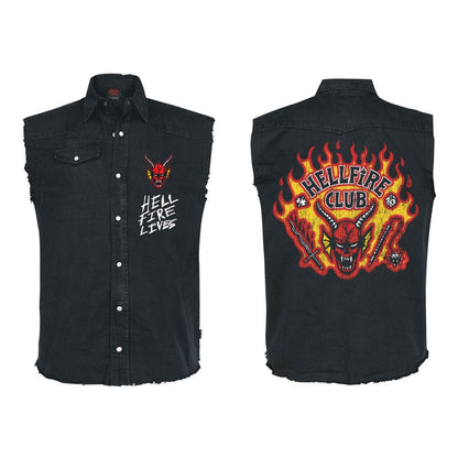Stranger Things Work Shirt Hellfire Distressed Size XL