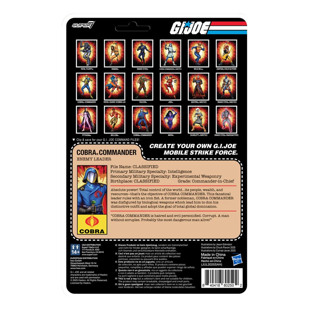 GI Joe ReAction+ Action Figure Wave 06 Cobra Commander (Movie, Black Cape) 10 cm Super7