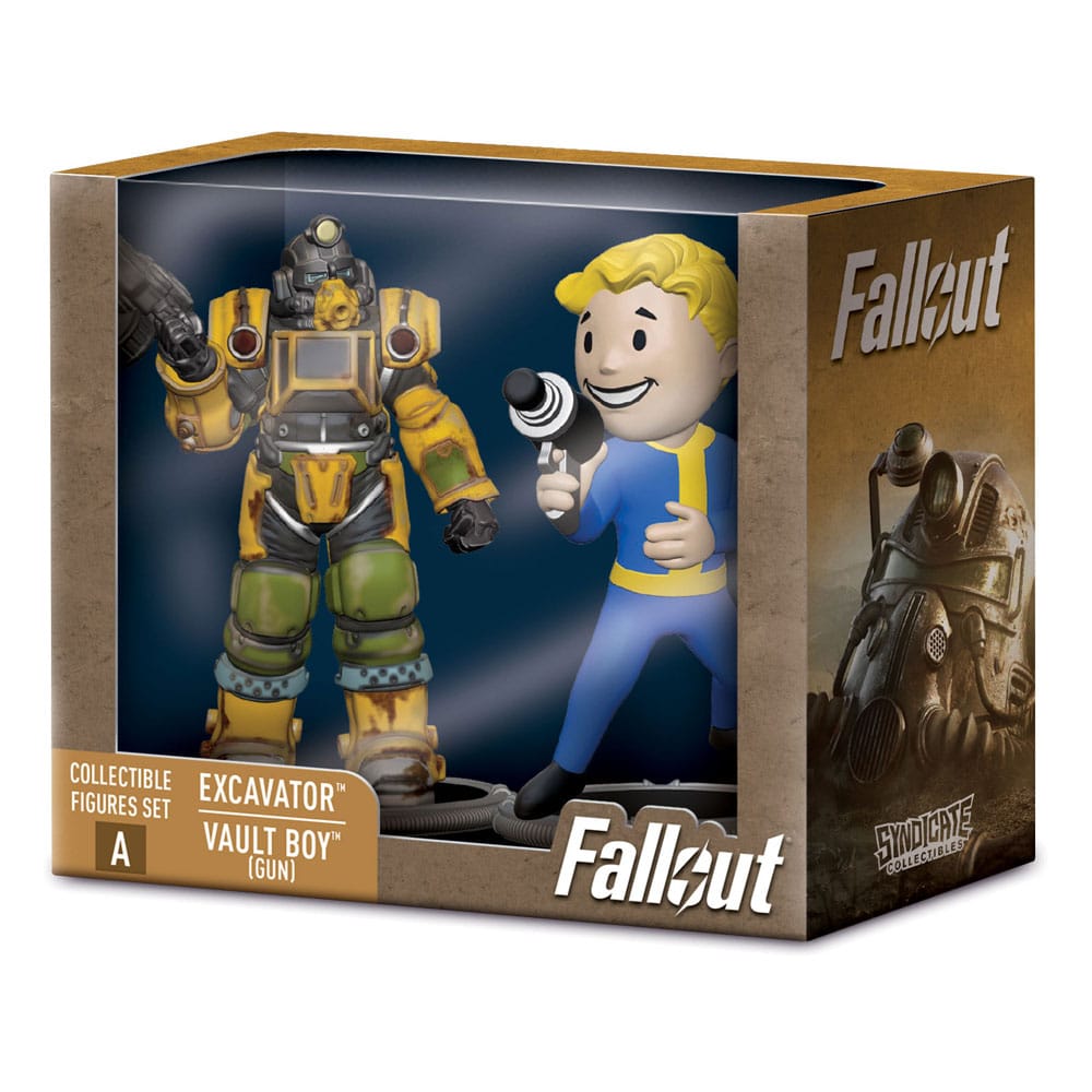 Fallout Mini Figures 2-Pack Set A Excavator & Vault Boy (Gun) 7 cm Statues