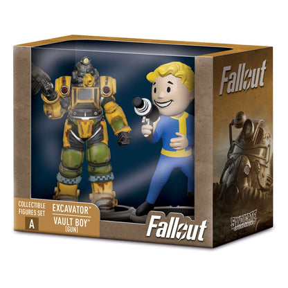 Fallout Mini Figures 2-Pack Set A Excavator & Vault Boy (Gun) 7 cm Statues