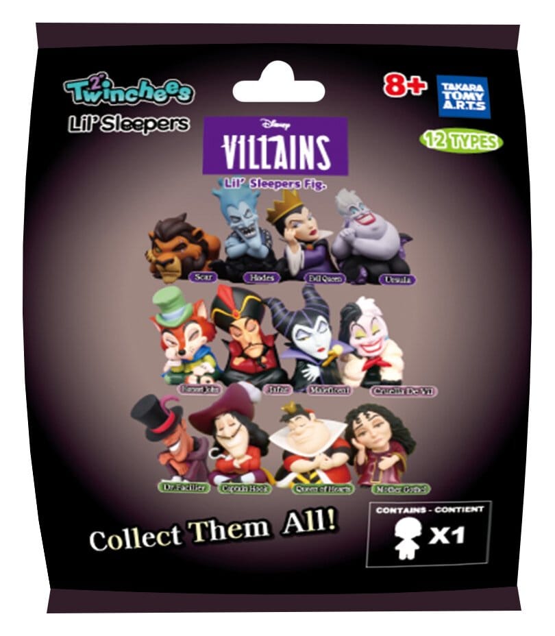 Disney Villains Twinchees Mini Figures Lil' Sleepers 5 cm Blind Pack Display (24) Takara Tomy