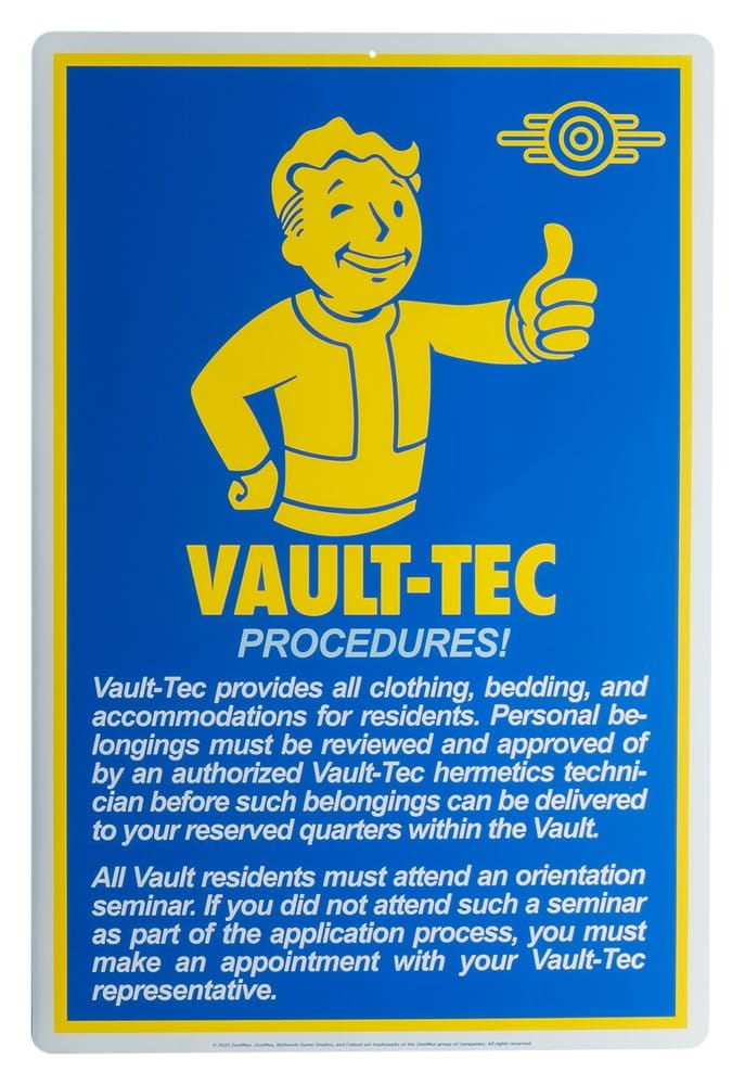 Fallout Metal Sign Procedures Trick Or Treat Studios