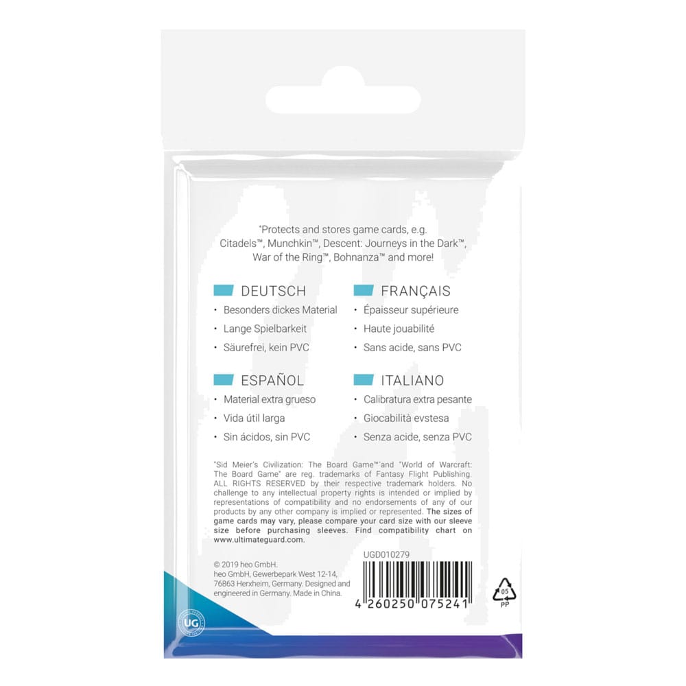 Ultimate Guard Board Game Sleeves (60) - Standard American Ultimate Guard