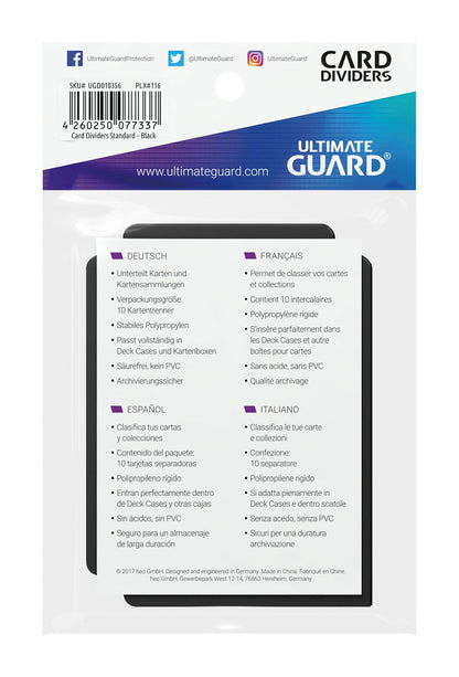 Ultimate Guard Card Dividers Standard Size (10) - Black Ultimate Guard