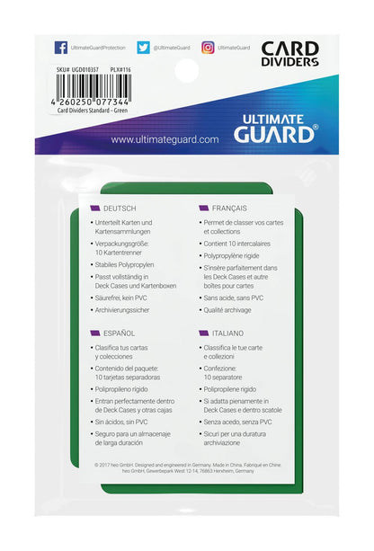 Ultimate Guard Card Dividers Standard Size (10) - Green Ultimate Guard
