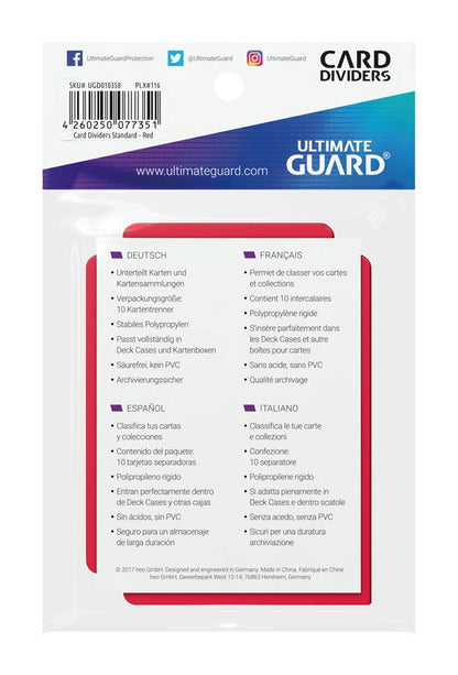 Ultimate Guard Card Dividers Standard Size (10) - Red Ultimate Guard