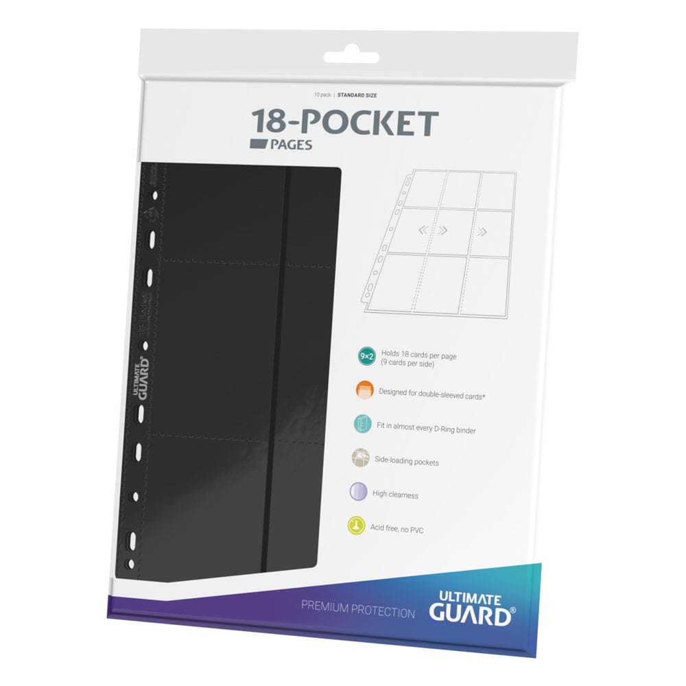 Ultimate Guard 18-Pocket Pages Side-Loading (10) - Black Ultimate Guard