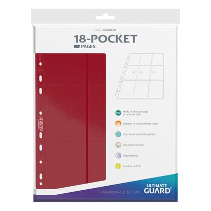 Ultimate Guard 18-Pocket Pages Side-Loading (10) - Red Ultimate Guard