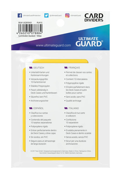 Ultimate Guard Card Dividers Standard Size (10) - Yellow Ultimate Guard