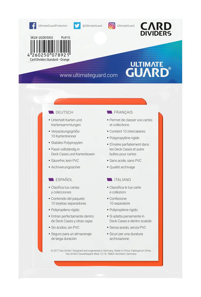 Ultimate Guard Card Dividers Standard Size (10) - Orange Ultimate Guard