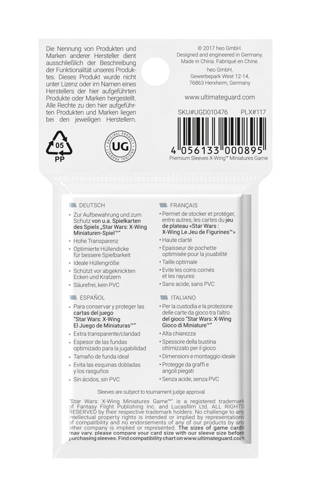 Ultimate Guard Premium Soft Sleeves for Board Game Cards Star Wars™ X-Wing™ Miniatures Game (50) Ultimate Guard