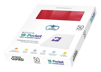 Ultimate Guard 18-Pocket Pages Side-Loading (50) - Red Ultimate Guard