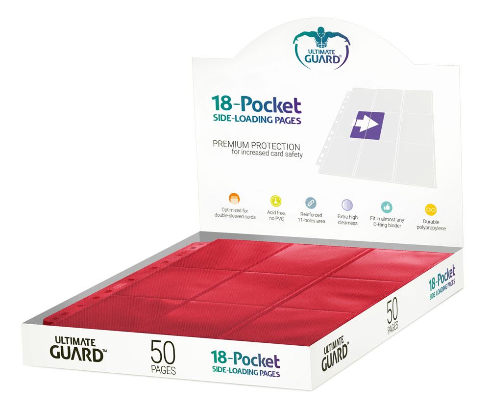 Ultimate Guard 18-Pocket Pages Side-Loading (50) - Red Ultimate Guard