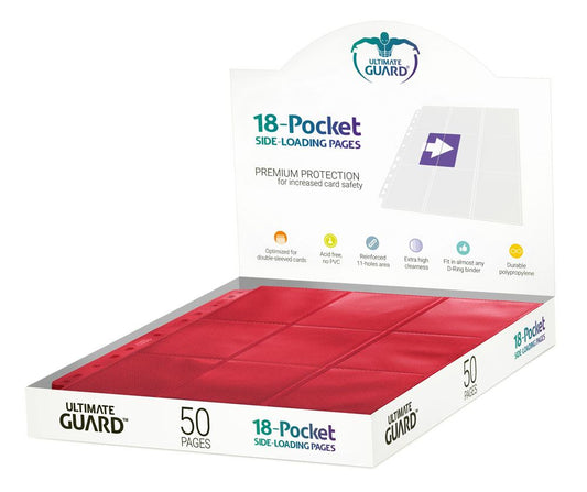 Ultimate Guard 18-Pocket Pages Side-Loading (50) - Red Ultimate Guard
