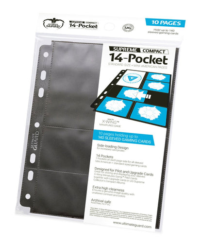 Ultimate Guard 14-Pocket Supreme Compact Pages Standard + Mini American (10) - Black Ultimate Guard