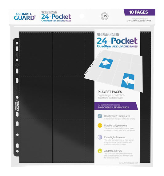 Ultimate Guard 24-Pocket QuadRow Pages Side-Loading (10) - Black Ultimate Guard