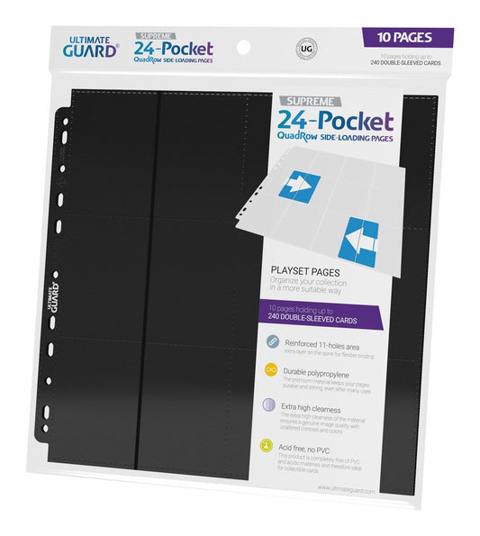 Ultimate Guard 24-Pocket QuadRow Pages Side-Loading (10) - Black Ultimate Guard