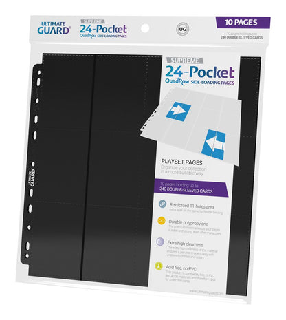 Ultimate Guard 24-Pocket QuadRow Pages Side-Loading (10) - Black Ultimate Guard