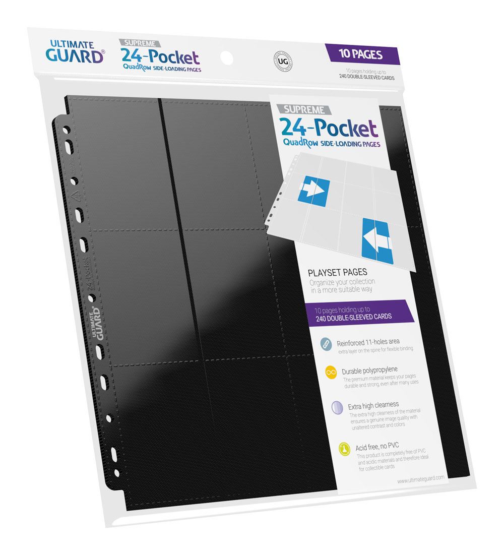 Ultimate Guard 24-Pocket QuadRow Pages Side-Loading (10) - Black Ultimate Guard