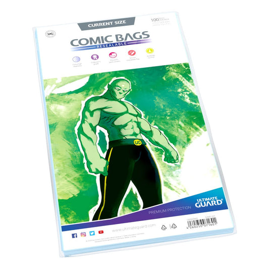 Ultimate Guard Comic Bags Resealable (100) - Current Size Ultimate Guard