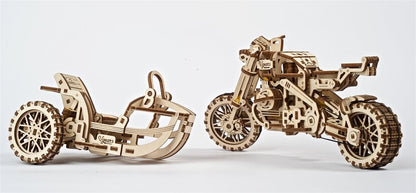 Ugears 3D Wooden Puzzle Scrambler UGR-10 with sidecar