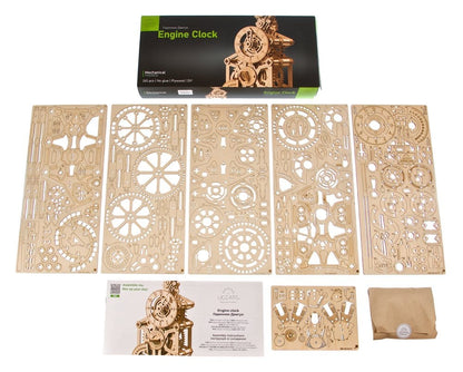 Ugears 3D Wooden Puzzle Engine Clock