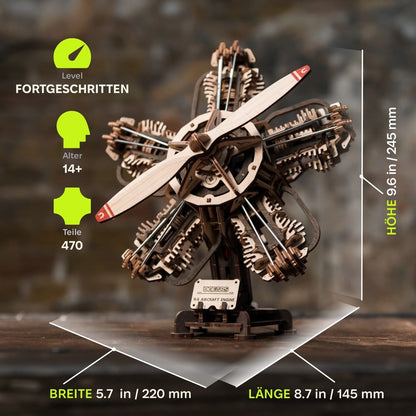 Ugears 3D Wooden Model Kit R-5 Aircraft Engine 25 cm