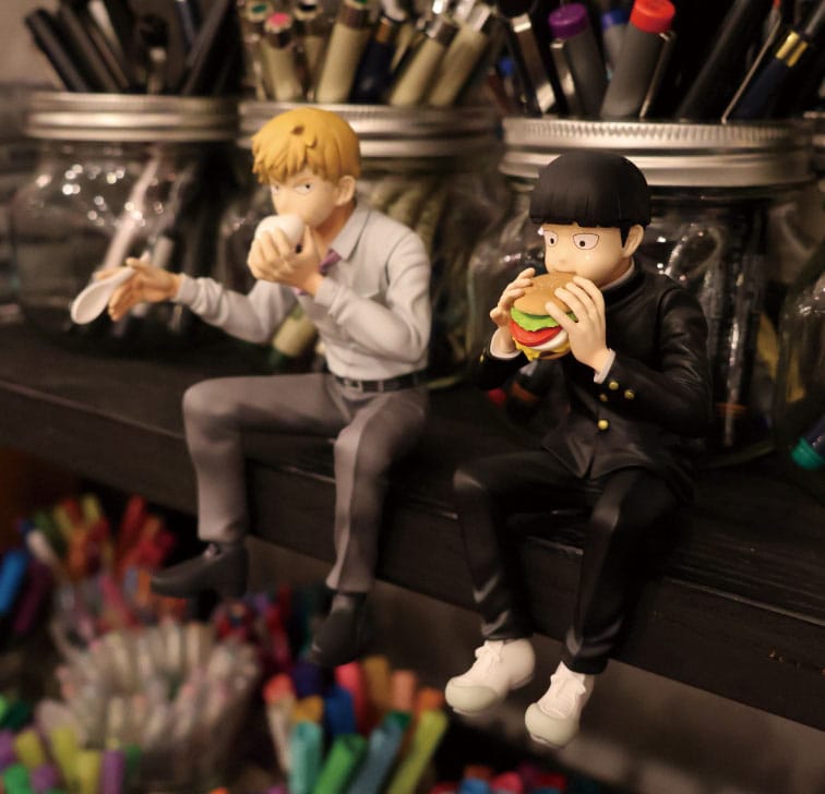 Mob Psycho 100 III x Bunbougu Cafe 2022 PVC Statue Shigeo Kageyama & Ekubo 13 cm