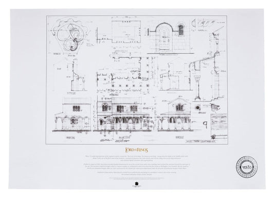 Lord of the Rings Blueprint Art Print The Courtyard of Minas Tirith 59 x 42 cm Weta Workshop