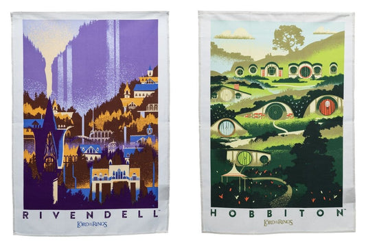 Lord of the Rings Tea Towel 2-Pack Rivendell & Hobbiton 70 cm Weta Workshop
