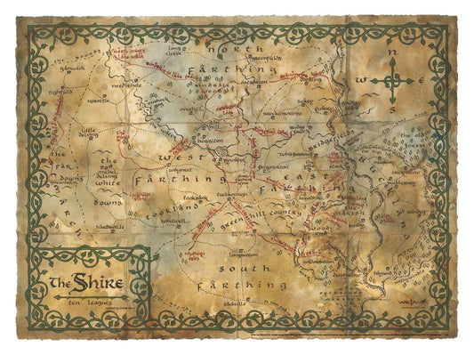The Hobbit Art Print Map of the Shire 74 x 54 cm Weta Workshop