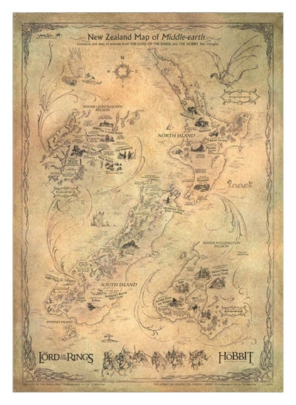 The Hobbit Art Print New Zealand Map of Middle Earth 50 x 70 cm Weta Workshop