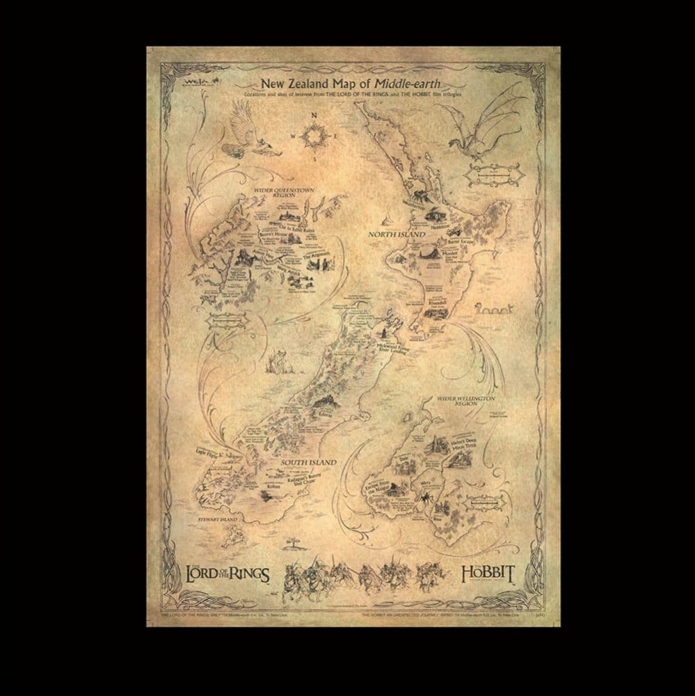 The Hobbit Art Print New Zealand Map of Middle Earth 50 x 70 cm Weta Workshop
