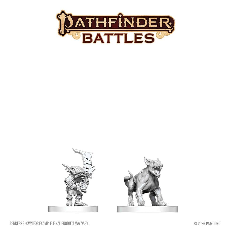 Pathfinder Battles Deep Cuts Unpainted Miniature Goblin Commando & Goblin Dog 13 cm
