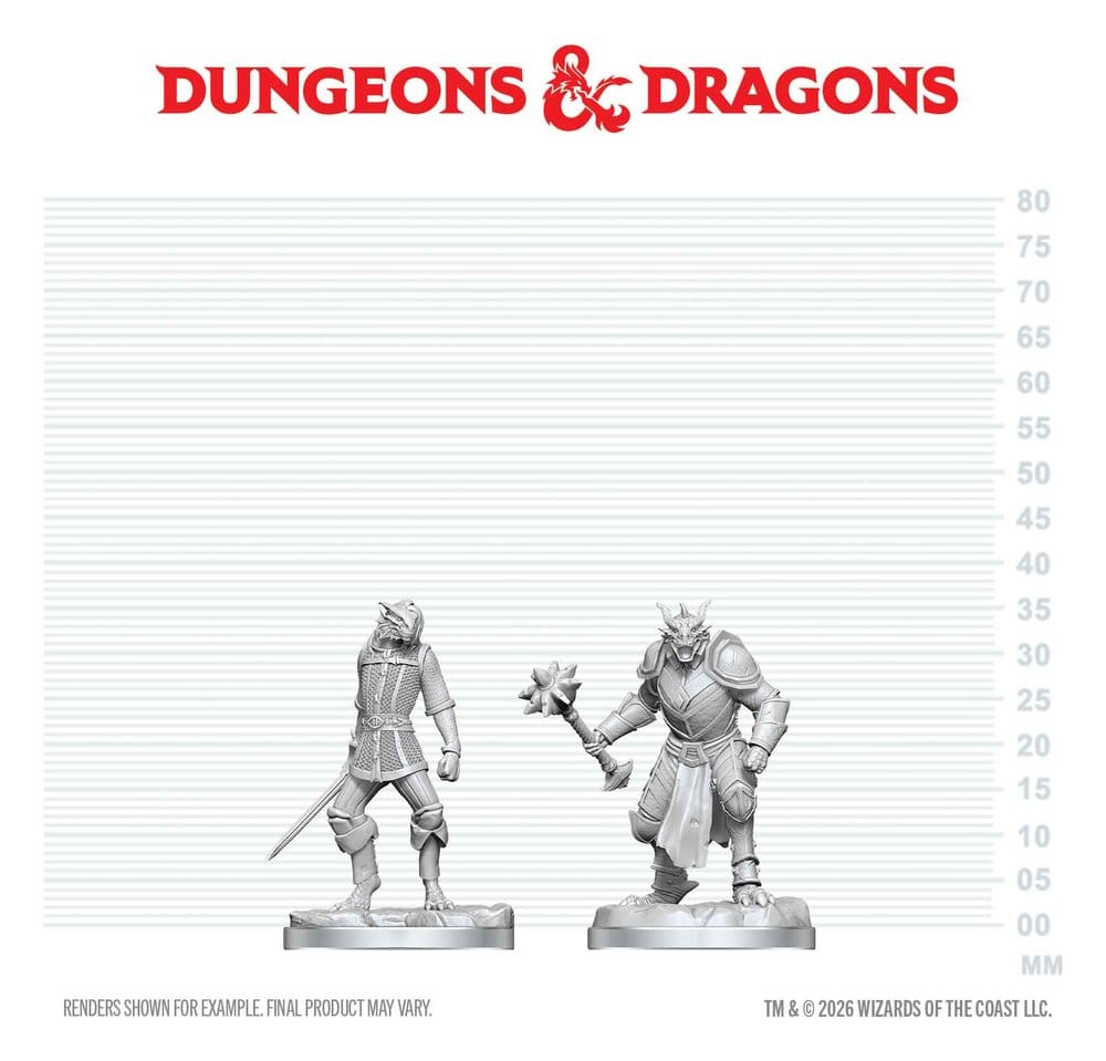 Dungeons & Dragons Nolzur's Marvelous Miniatures Unpainted Miniature Dragonborn Paladin & Dragonborn Squire 14 cm