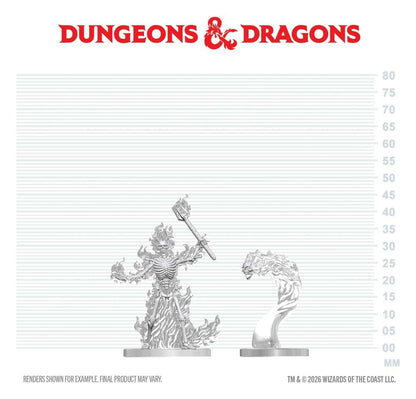 Dungeons & Dragons Nolzur's Marvelous Miniatures Unpainted Miniature Flaming Skeleton & Flameskull 14 cm