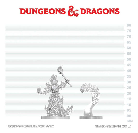 Dungeons & Dragons Nolzur's Marvelous Miniatures Unpainted Miniature Flaming Skeleton & Flameskull 14 cm