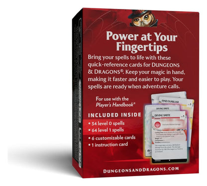 Dungeons & Dragons RPG Reference Cards: Spells (Levels 0-1) *English Version*