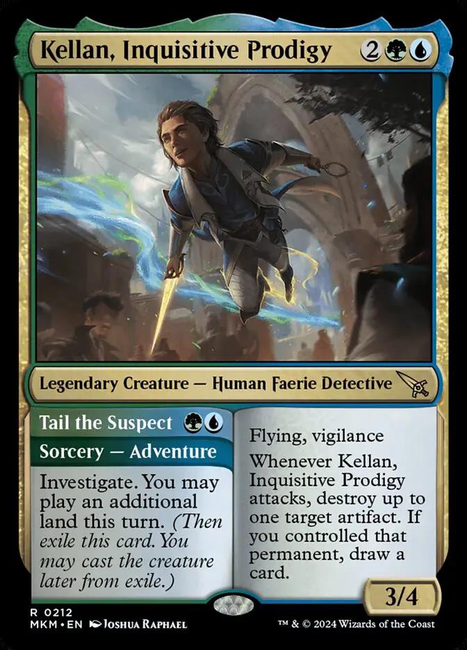 212 - Kellan, Inquisitive Prodigy // Tail the Suspect - Murders at Karlov Manor - Normal - Magic: The Gathering Card