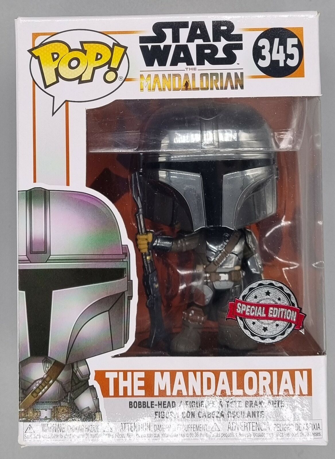 345 The Mandalorian (w/ Beskar Armor- First Edition) Chrome Funko POP
