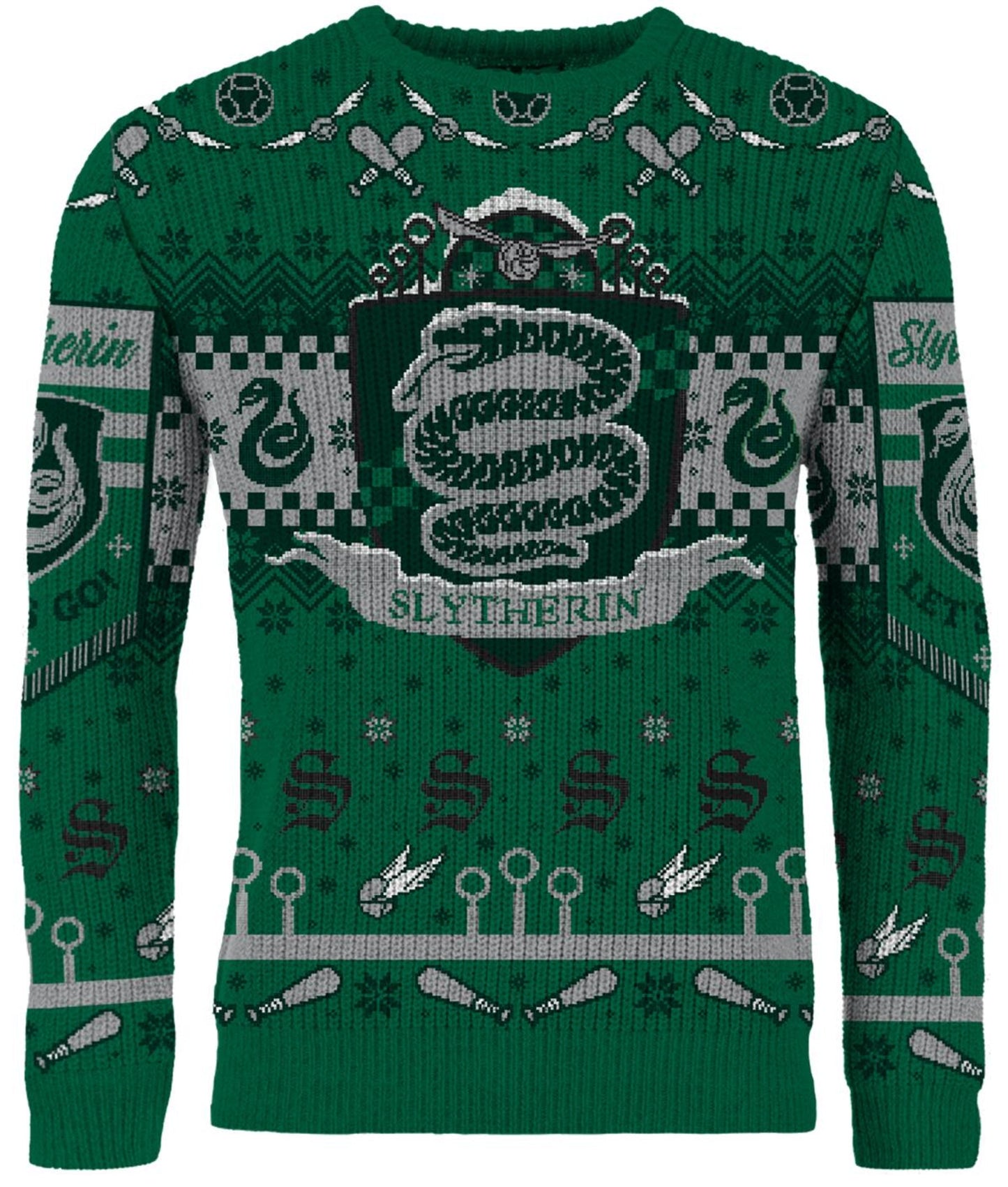 Harry Potter: Slytherin Quidditch Christmas Jumper (Size: S)