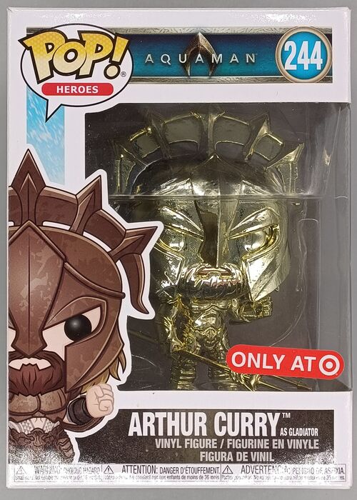 244 Arthur Curry (as Gladiator, Gold) Chrome DC Aquaman Box Damaged Funko POP Funko