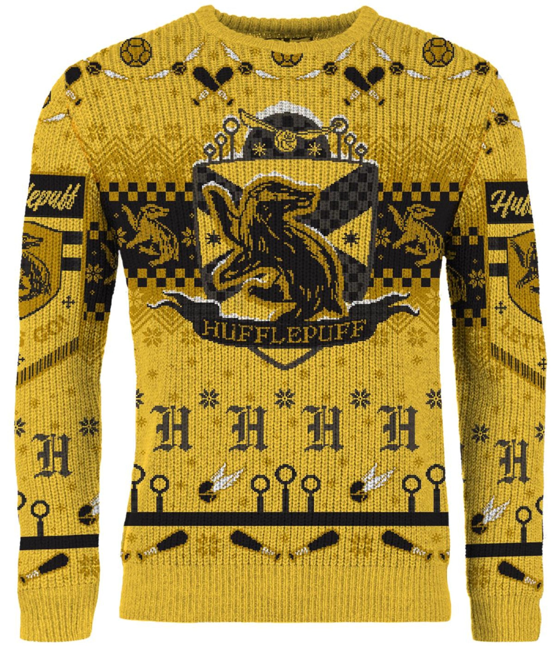 Harry Potter: Hufflepuff Quidditch Christmas Jumper (Size: L)