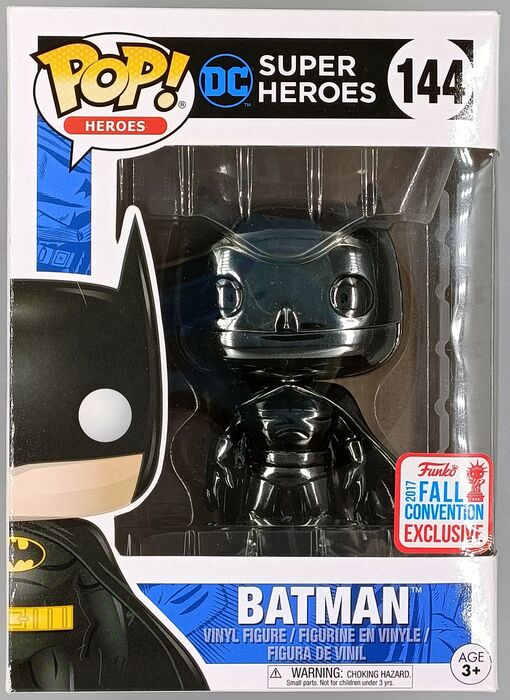 144 Batman (Black) Chrome - DC - 2017 Con Exc Funko POP